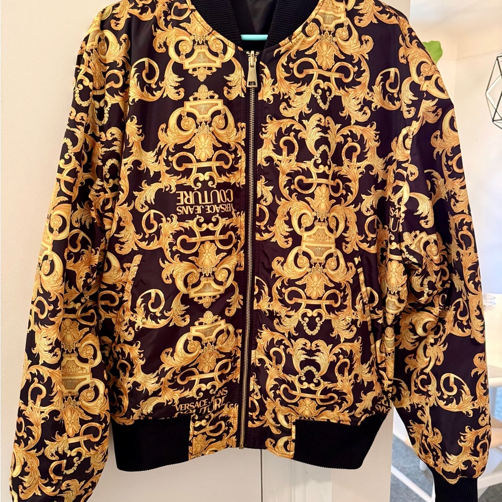 Versace Sz Medium Reversible Bomber Jacket in Barocco/Black